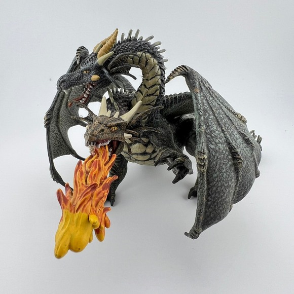 Papo Two Headed Dragon Rare 2005 Fire Breathing Fantasy Figure 8"x5"x4" - Picture 1 of 6